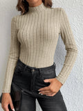 Ribbed mock neck knit top - View 12 | WEUXS