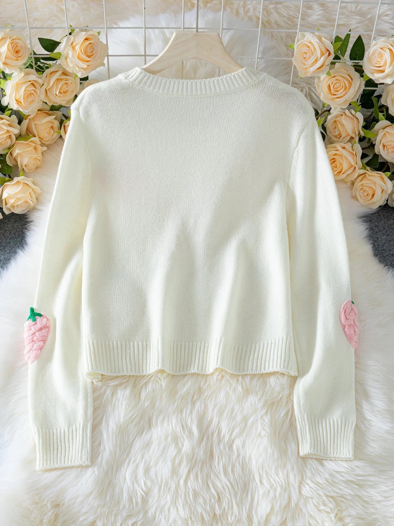 3D Strawberry Knit Sweater - View 6 | WEUXS