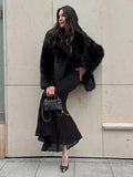 Luxurious Faux Fox Fur Mid-Length Coat - WEUXS