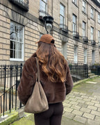Luxe Chocolate Faux Fur Cropped Jacket - WEUXS
