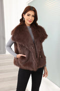 Luxe Oversized Lapel Faux Fur Vest - WEUXS