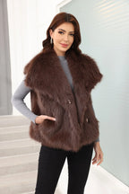 Oversized Lapel Faux Fur Vest - View 15 | WEUXS