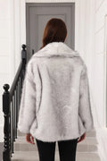 Luxe Grey Belted Faux Fur Coat - WEUXS