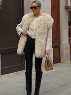Ethereal Ivory Shaggy Faux Fur Vest - View 10 | WEUXS