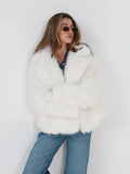 Cloud White Plush Faux Fur Jacket - WEUXS