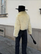 Cropped Faux Fur Jacket - View 8 | WEUXS