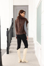Oversized Lapel Faux Fur Vest - View 17 | WEUXS