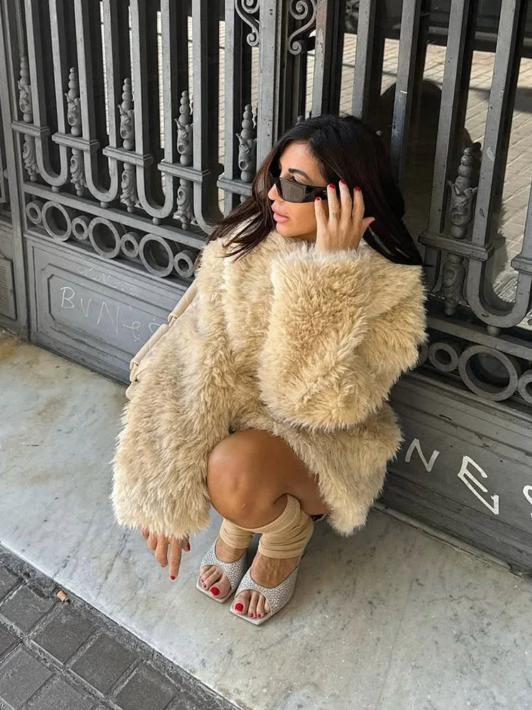 Ethereal Tibetan Lamb Style Faux Fur Coat - WEUXS