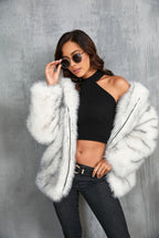 Women's Hooded Faux Fur Jacket - View 10 | WEUXS
