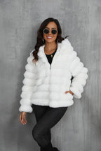 Raven Luxe Hooded Faux Fur Jacket - View 8 | WEUXS