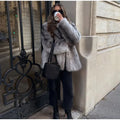 Opulent Silver Fox Style Faux Fur Coat - WEUXS