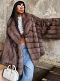 Luxe Mocha Mink-Style Faux Fur Coat - WEUXS