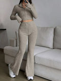 Vintage Moss Ribbed Knit Two-Piece Set - View 9 | WEUXS
