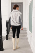 Oversized Lapel Faux Fur Vest - View 23 | WEUXS