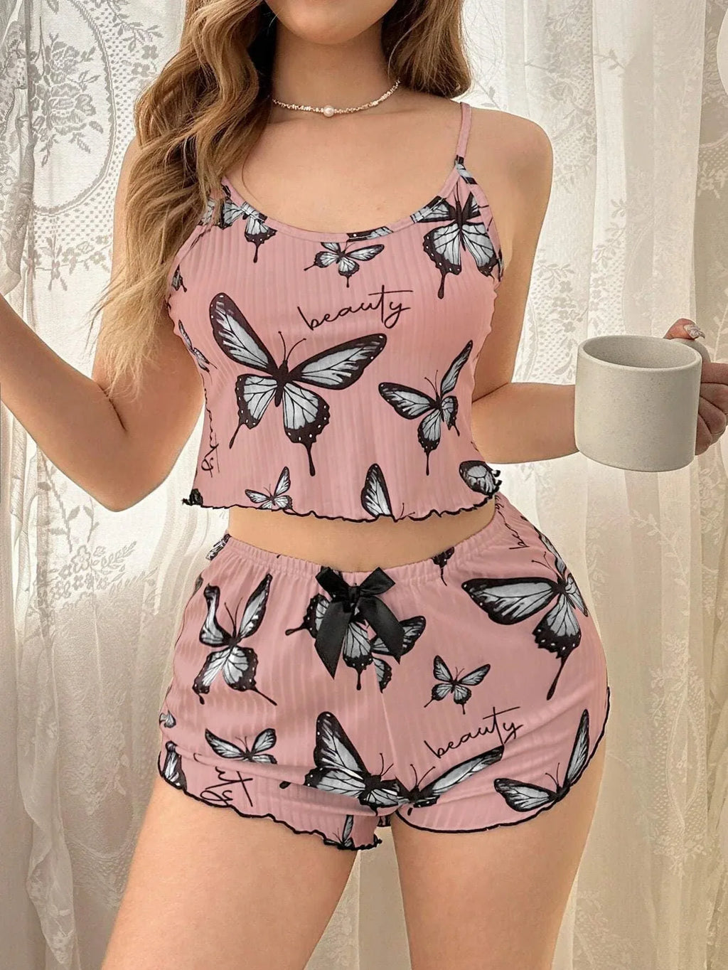 Ribbed Cami & Shorts Set - View 9 | WEUXS