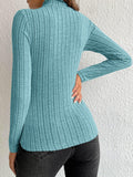 Ribbed mock neck knit top - View 6 | WEUXS
