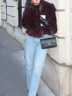 Shaggy Faux Fur Cropped Jacket - View 7 | WEUXS