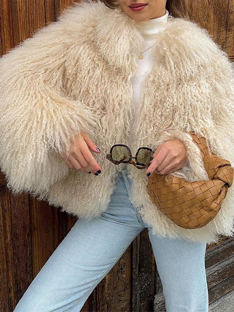 shaggy faux fur cropped jacket - View 7 | WEUXS