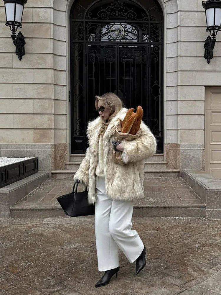 Faux Fur Jacket with Tip Dye Effect - View 12 | WEUXS