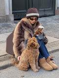 Vintage-Inspired Striped Faux Fur Long Coat - View 6 | WEUXS