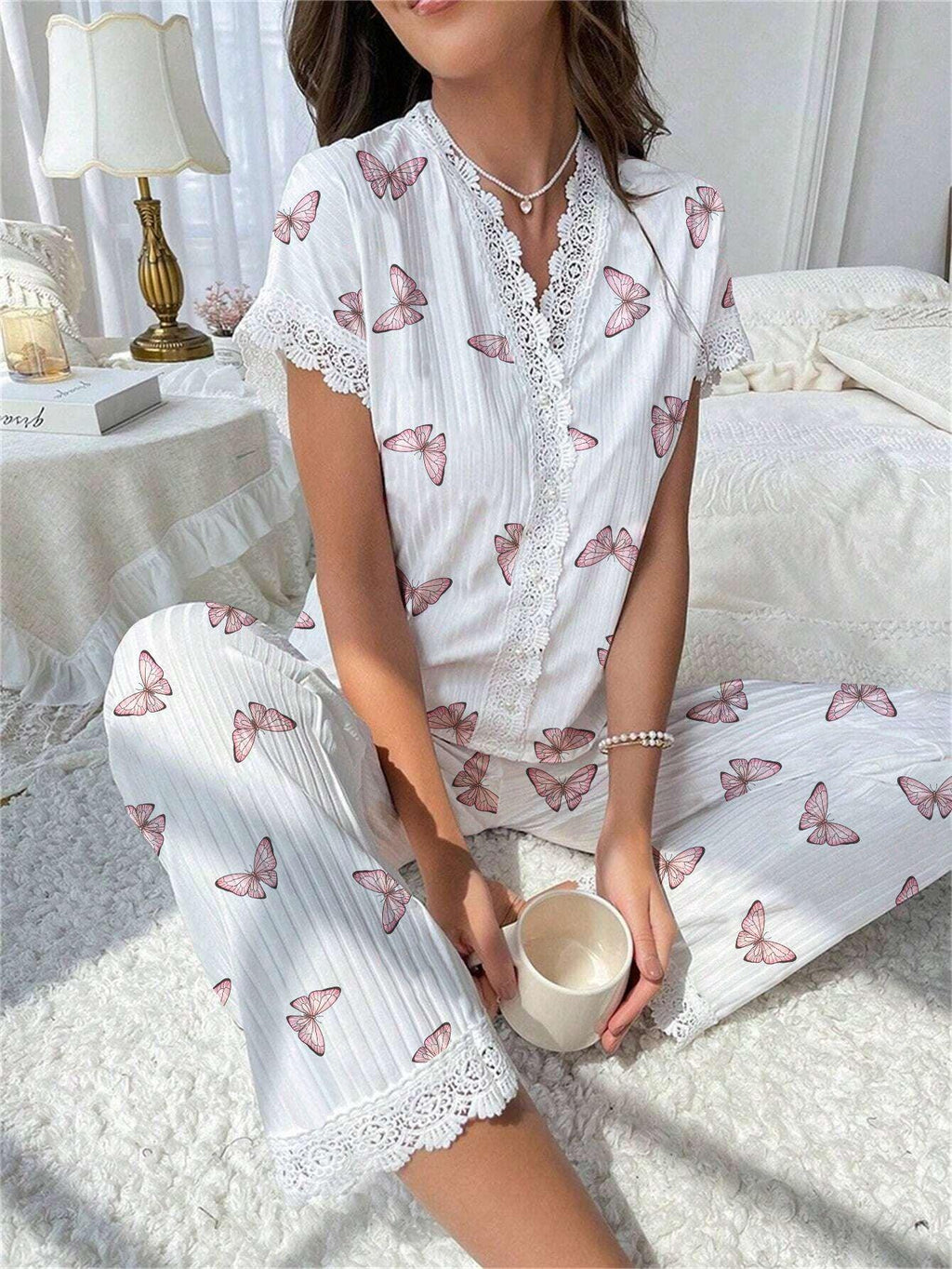 Ribbed Cherry Pajama Set - View 27 | WEUXS