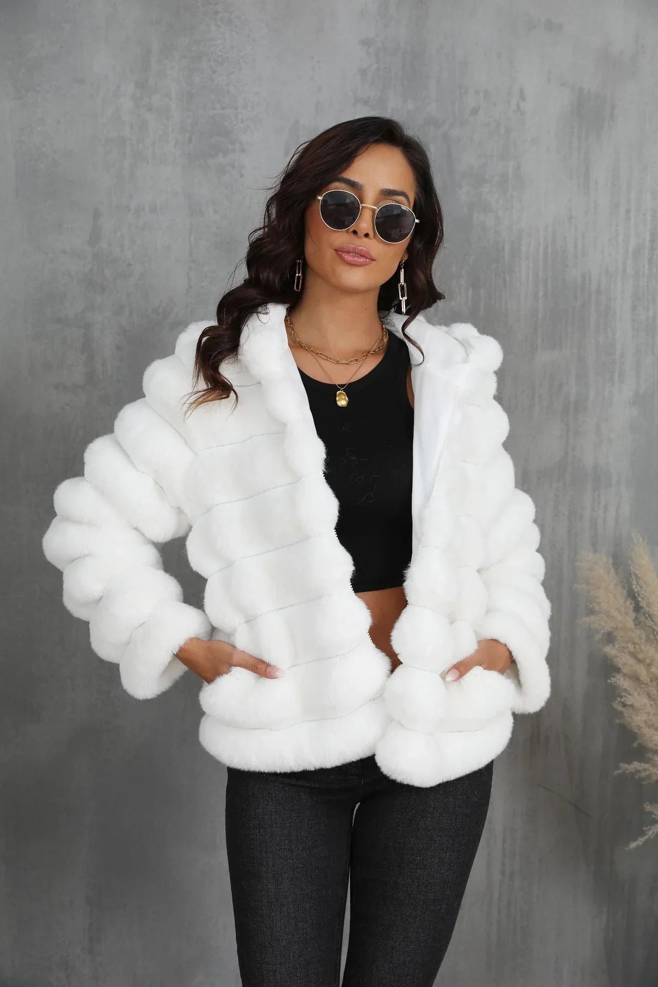 Raven Luxe Hooded Faux Fur Jacket - View 7 | WEUXS