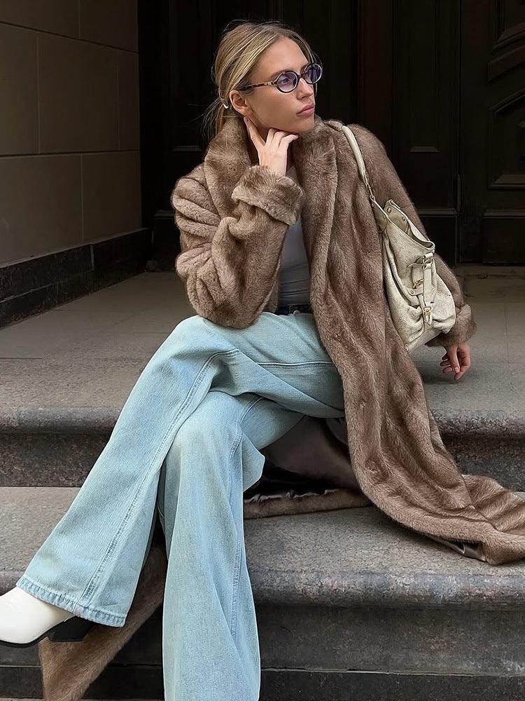 Vintage Faux Fur Long Coat - View 9 | WEUXS
