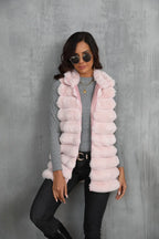 Opulent Onyx Tiered Faux Fur Vest - View 7 | WEUXS
