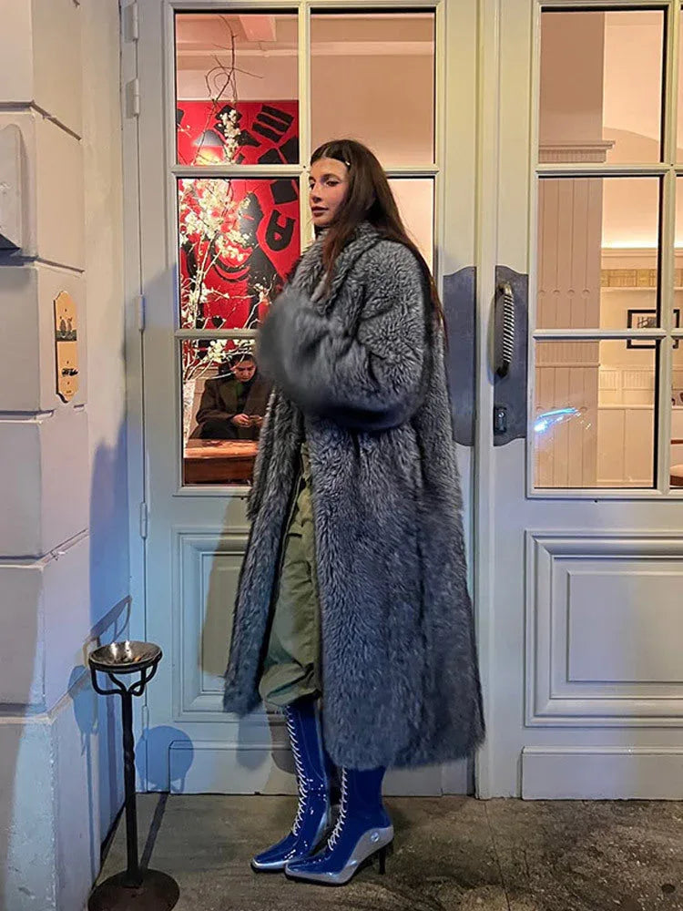 Long Faux Fur Maxi Coat - View 7 | WEUXS