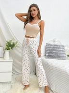 Ribbed Cami and Floral Pants Pajama Set - View 21 | WEUXS