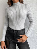 Ribbed mock neck knit top - View 11 | WEUXS