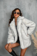 Opulent Lapel Faux Fur Coat - WEUXS