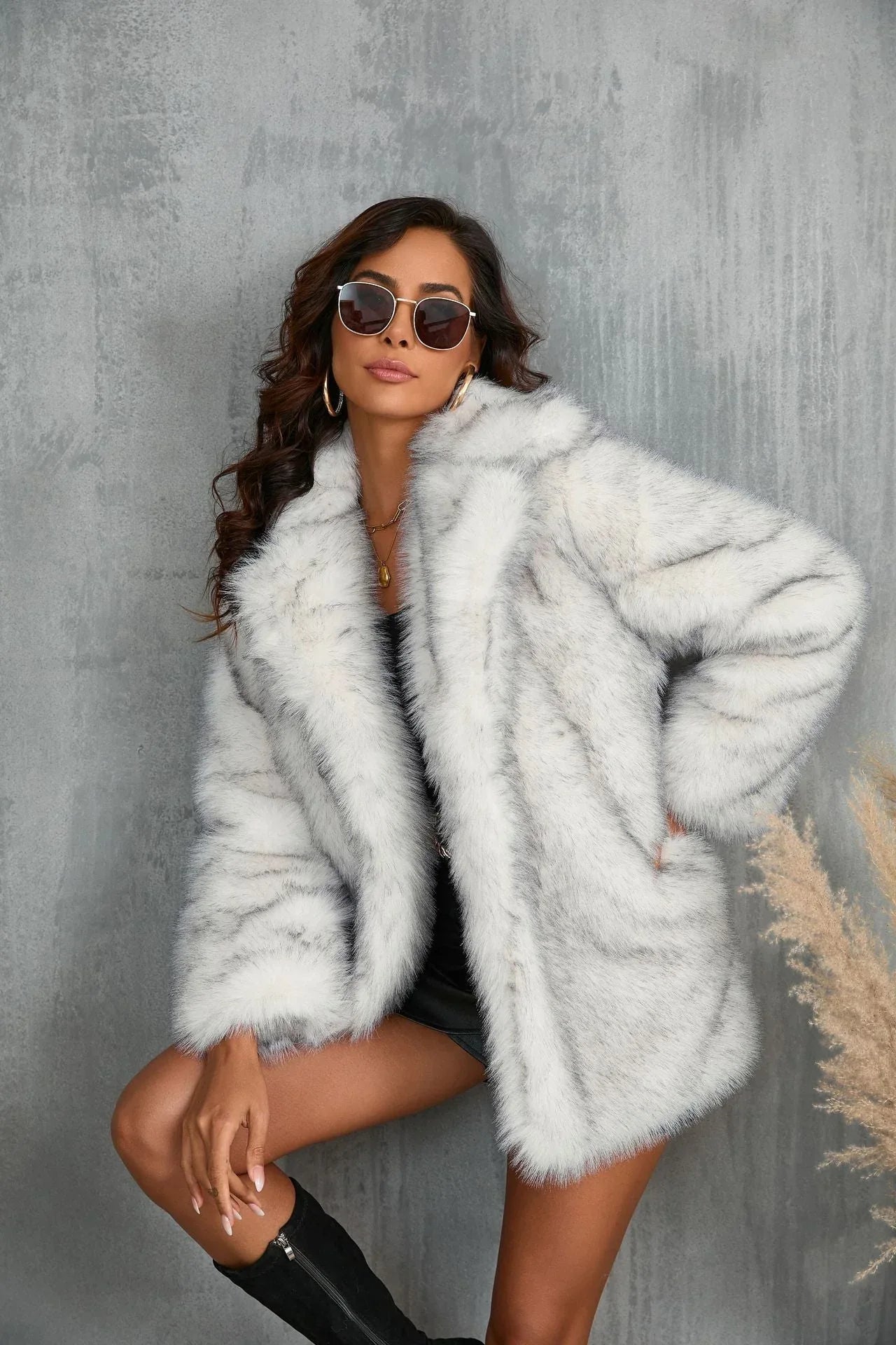 Gradient Faux Fur Coat Secondary image