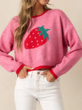 Cropped strawberry knit sweater - View 7 | WEUXS