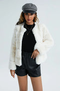 Blush Pink Faux Fox Fur Paneled Jacket - WEUXS