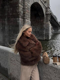 Chic Cocoa Soft Faux Fur Lapel Jacket - WEUXS
