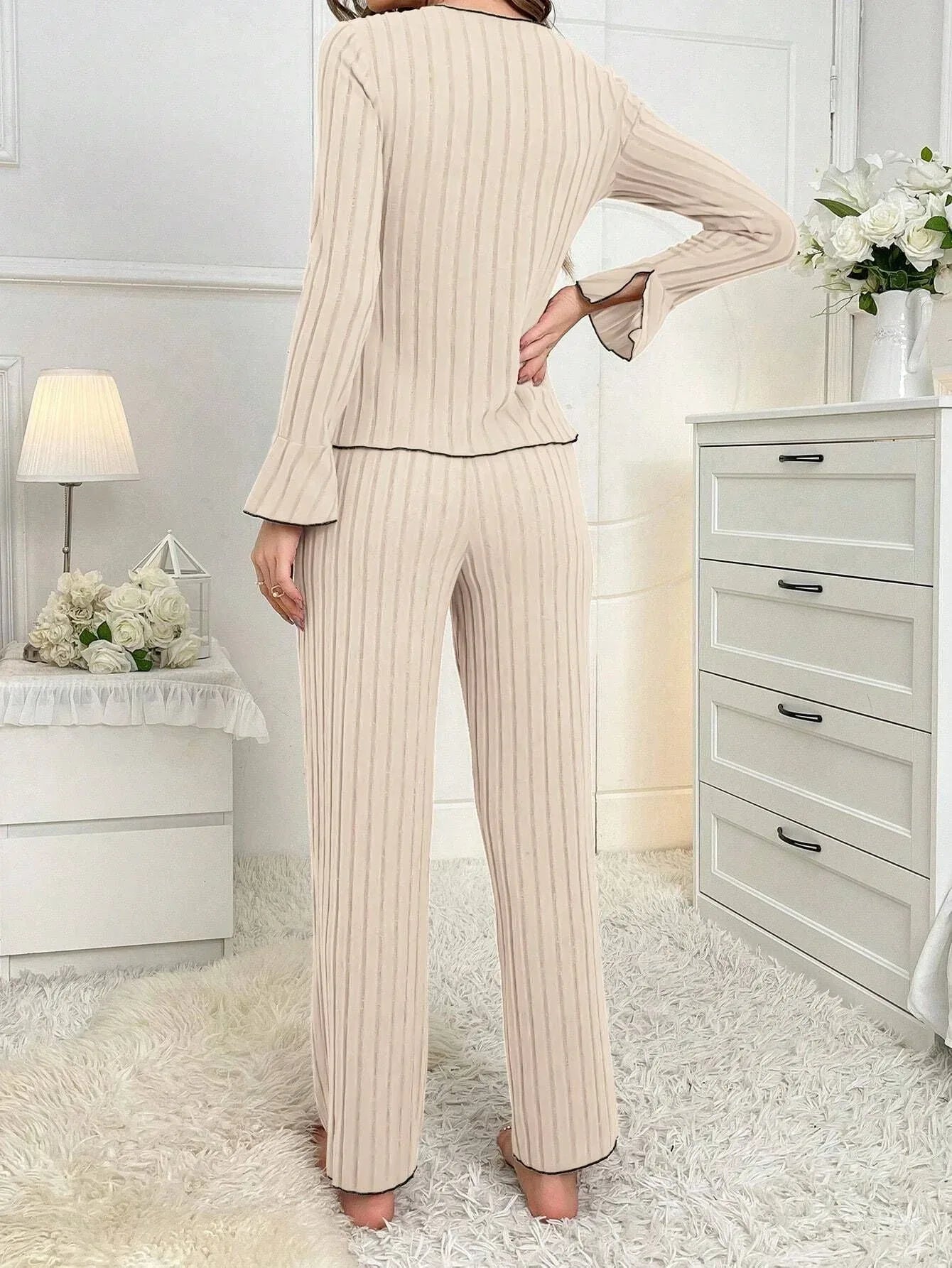 Ribbed Cotton Blend Pajama Set Secondary image