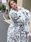 Opulent Spotted Faux Fur Maxi Coat - View 10 | WEUXS