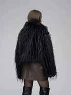Shaggy Faux Fur Cropped Jacket - View 6 | WEUXS