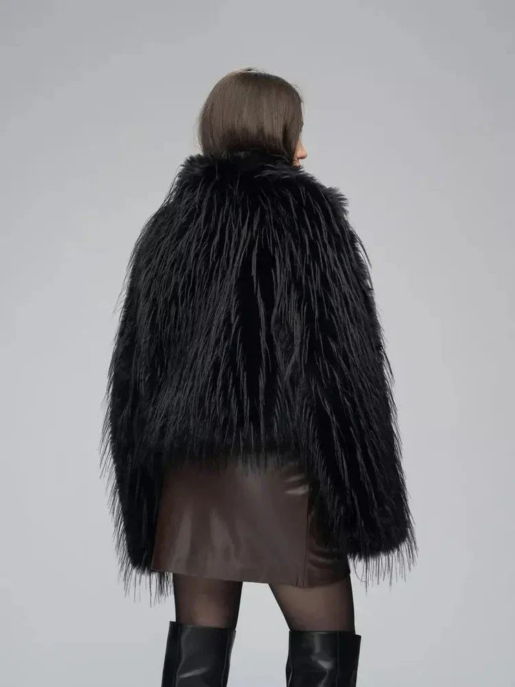 Shaggy Faux Fur Cropped Jacket - View 6 | WEUXS