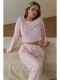 Coquette Aesthetic Pink Eyelet Lounge Set - WEUXS