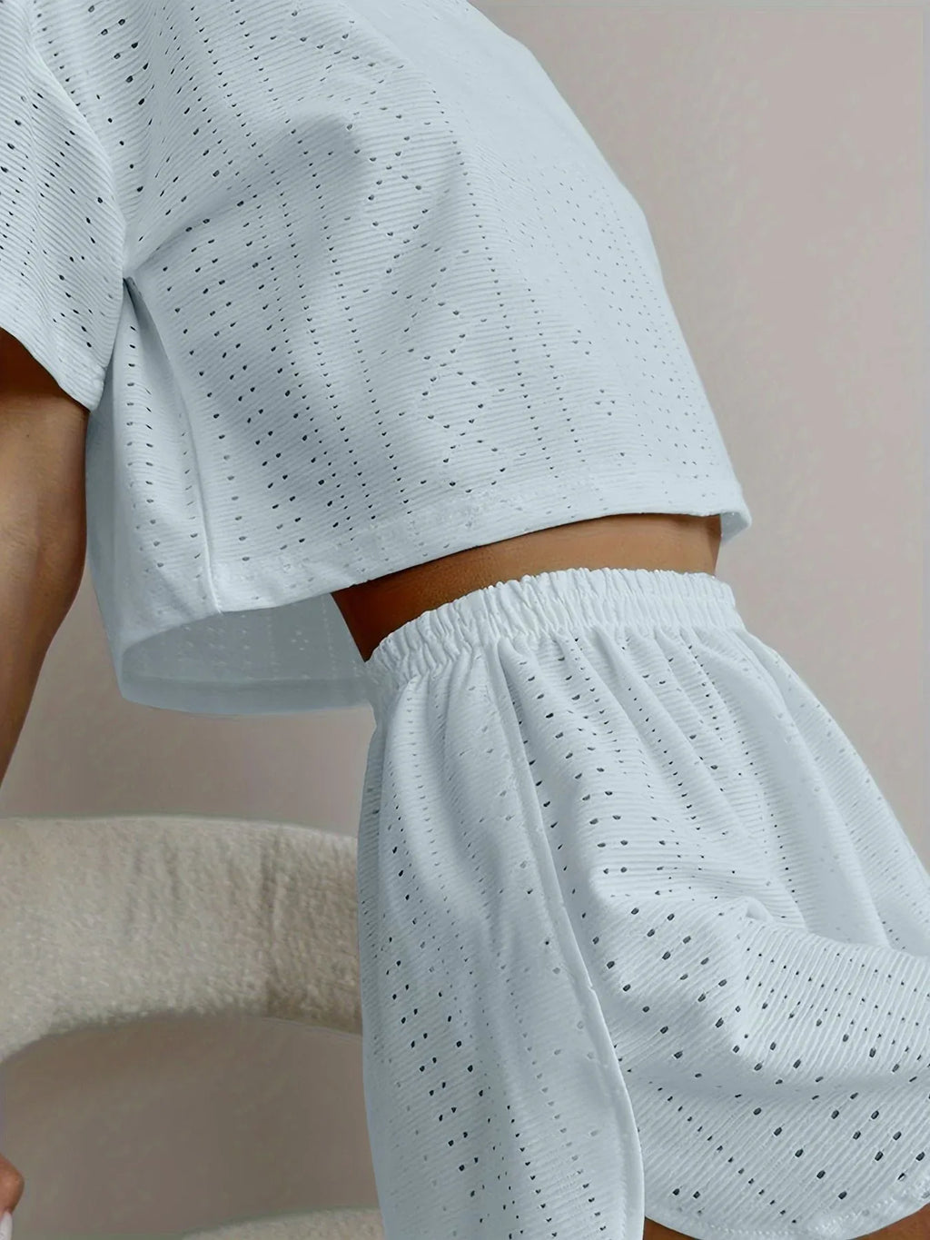 Eyelet Knit Lounge Set - View 16 | WEUXS