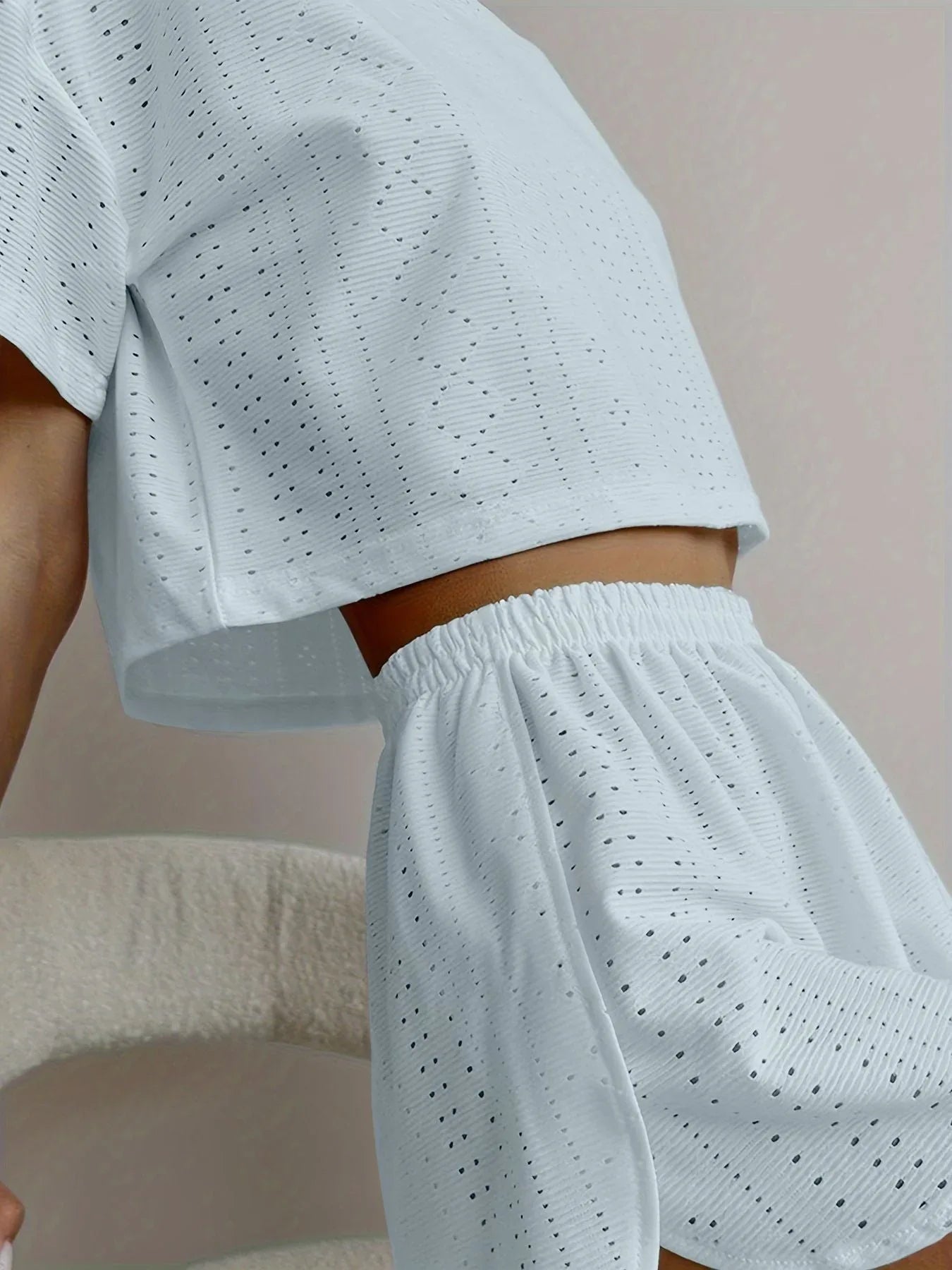 Eyelet Knit Lounge Set - View 16 | WEUXS