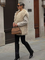 Ethereal Ivory Shaggy Faux Fur Vest - View 9 | WEUXS