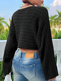 White cropped bell sleeve sweater - View 7 | WEUXS