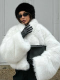 Plush Faux Fur Cropped Jacket - View 6 | WEUXS