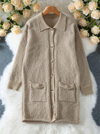 Long Textured Knit Cardigan - View 6 | WEUXS