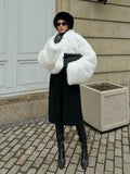 Plush Faux Fur Cropped Jacket - View 7 | WEUXS