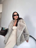 Silver Fox Faux Fur Mid-Length Coat - WEUXS