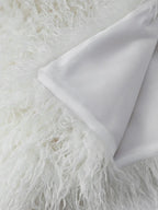 Cream shaggy faux fur fabric with white lining